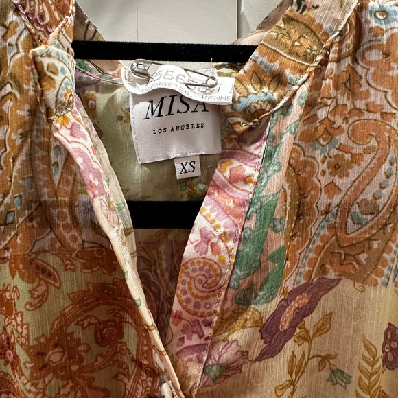 Misa Los Angeles Multicolor Paisley Ruffle smocked Dress XS - Picture 2 of 3